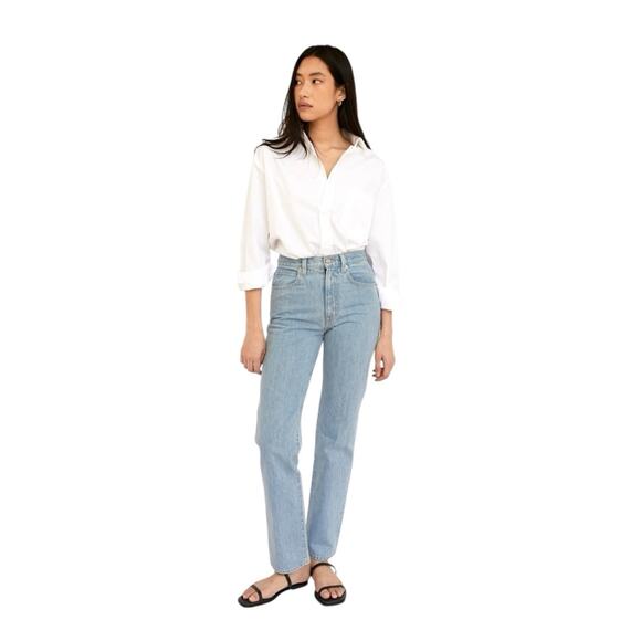 SlvrLake Distressed High Rise Straight Leg Light Wash Jeans London Size 30x31 - Picture 1 of 13